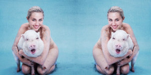 Голая Майли Сайрус в обнимку со свиньей на обложке Paper