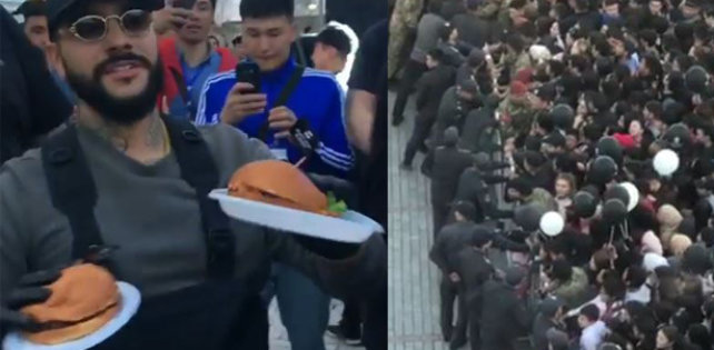 В Киргизии тысячи человек устроили давку в очереди за бесплатными бургерами от Тимати