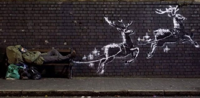 Бэнкси нарисовал новое граффити — оно, как всегда, с двойным смыслом