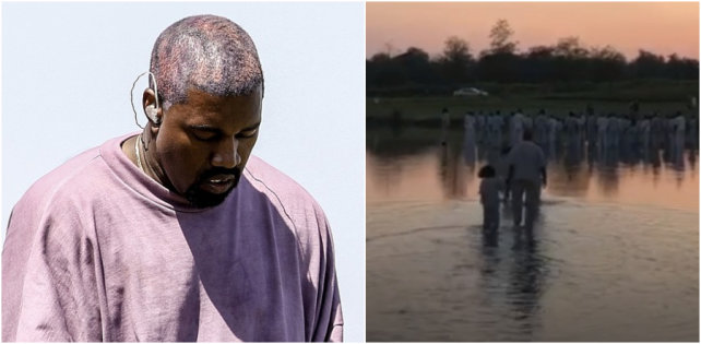 ​Канье Уэст прошелся по воде во время своей воскресной службы